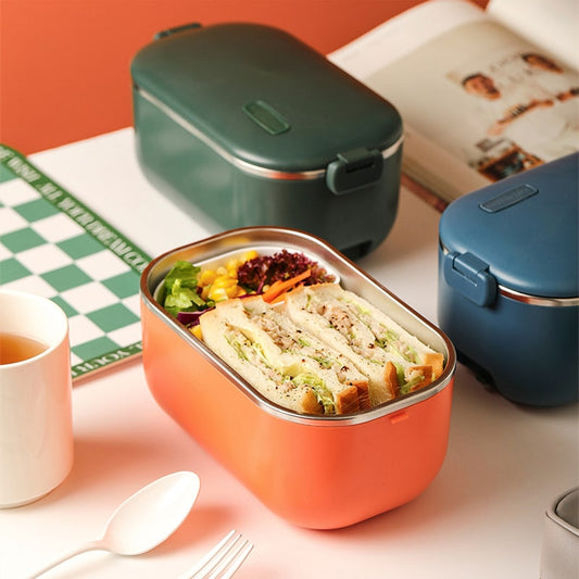 Lunch Box Chauffante Electrique Isotherme Inox Orange avec Sandwich