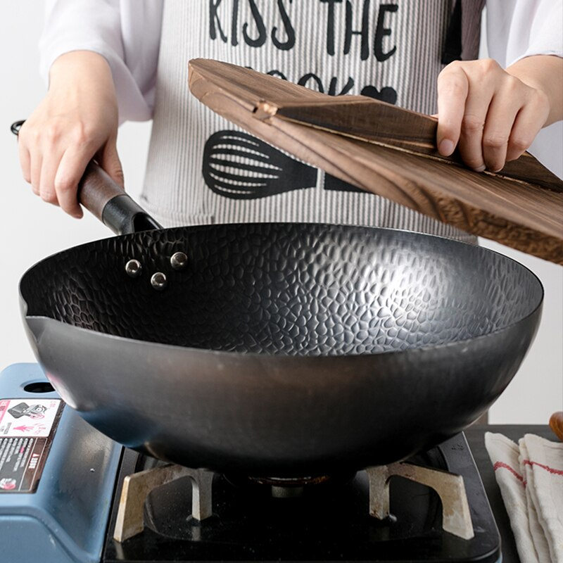 Wok Japonais Ø32 cm Antiadhésif Avec Couvercle