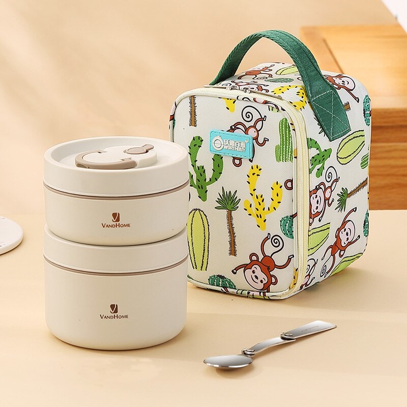 Lunch Box Isotherme Inox pour Déjeuner Beige B