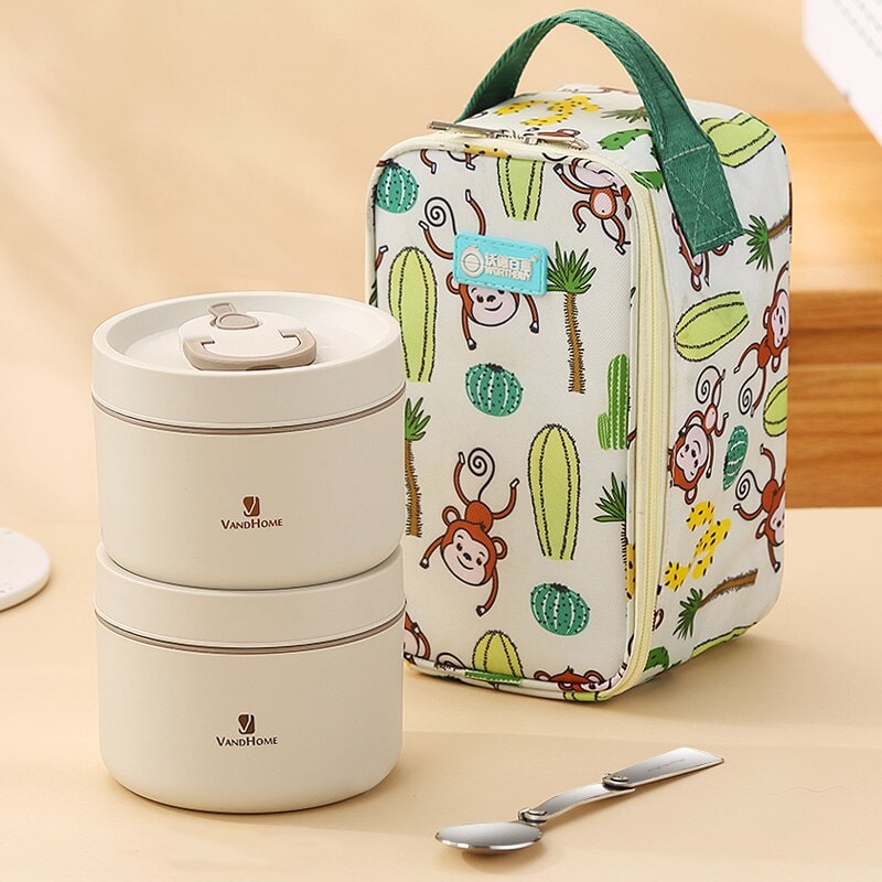 Lunch Box Isotherme Inox pour Déjeuner Beige C