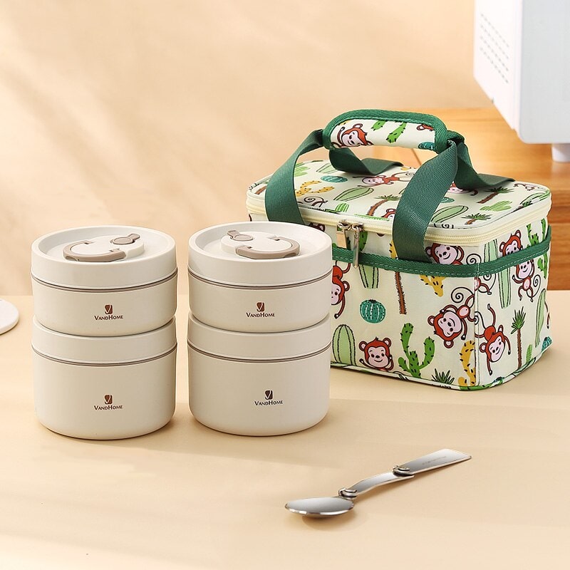 Lunch Box Isotherme Inox pour Déjeuner Beige D