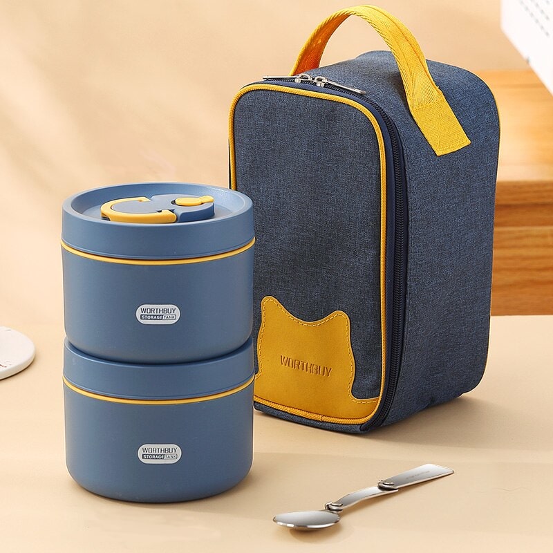 Lunch Box Isotherme Inox pour Déjeuner Bleu C