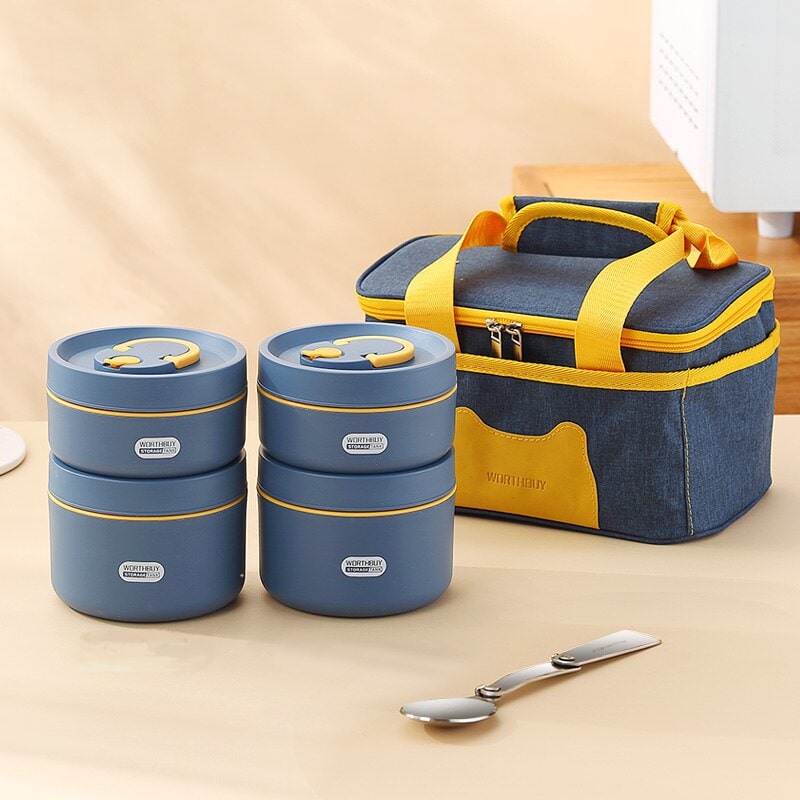 Lunch Box Isotherme Inox pour Déjeuner Bleu D