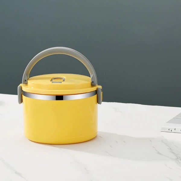Lunch Box Isotherme en Inox pour Repas Adulte Jaune 1 Couche