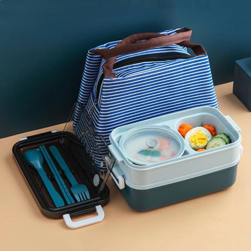 Lunch Box Isotherme Inox avec Lunch Bag Bleu Avec