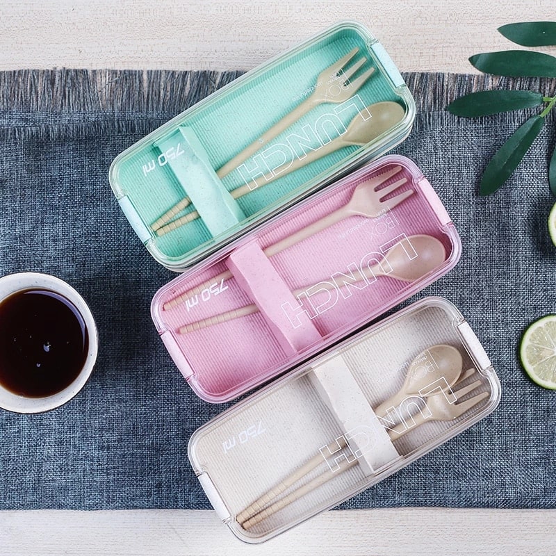 Lunch Box Isotherme en Paille de Blé pour Micro-Ondes 3 Coloris 750ml