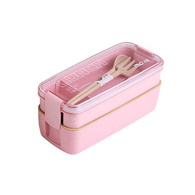 Lunch Box Isotherme en Paille de Blé pour Micro-Ondes Rose 750ml