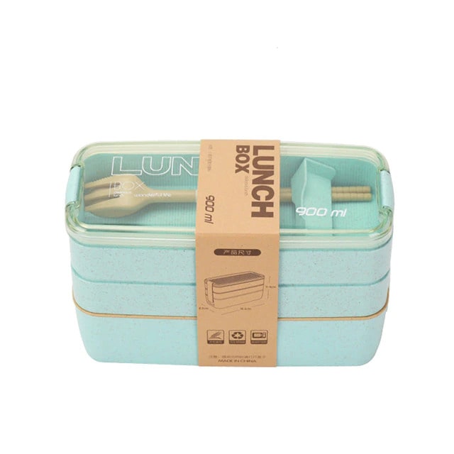 Lunch Box Isotherme en Paille de Blé pour Micro-Ondes Vert 900ml