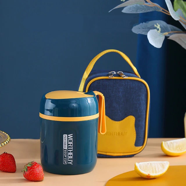 Lunch Box Isotherme Inox pour Déjeuner Bleu Sac bleu
