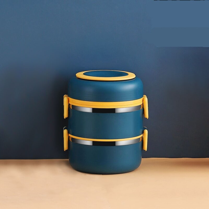 Lunch Box Isotherme Chaud Inox Adulte Bleu 2 Couches Sans