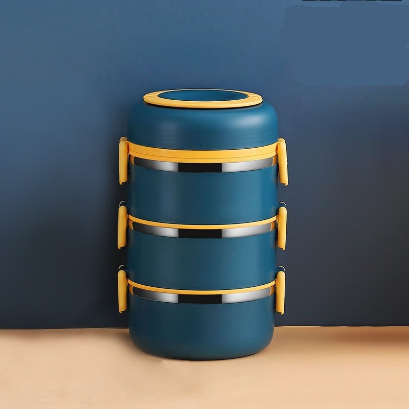 Lunch Box Isotherme Chaud Inox Adulte Bleu 3 Couches Sans