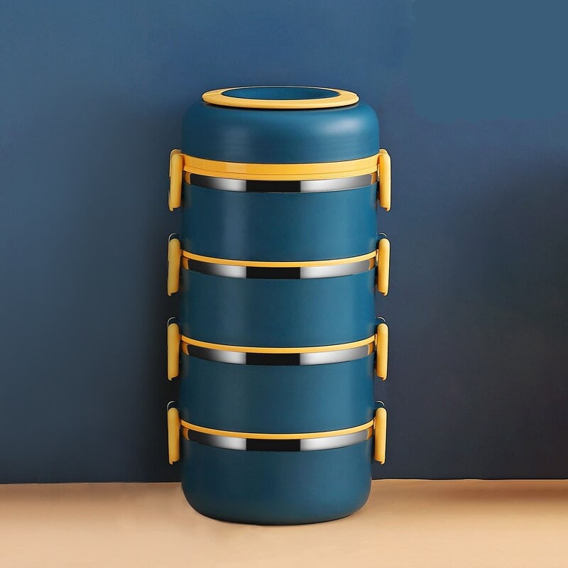 Lunch Box Isotherme Chaud Inox Adulte Bleu 4 Couches Sans