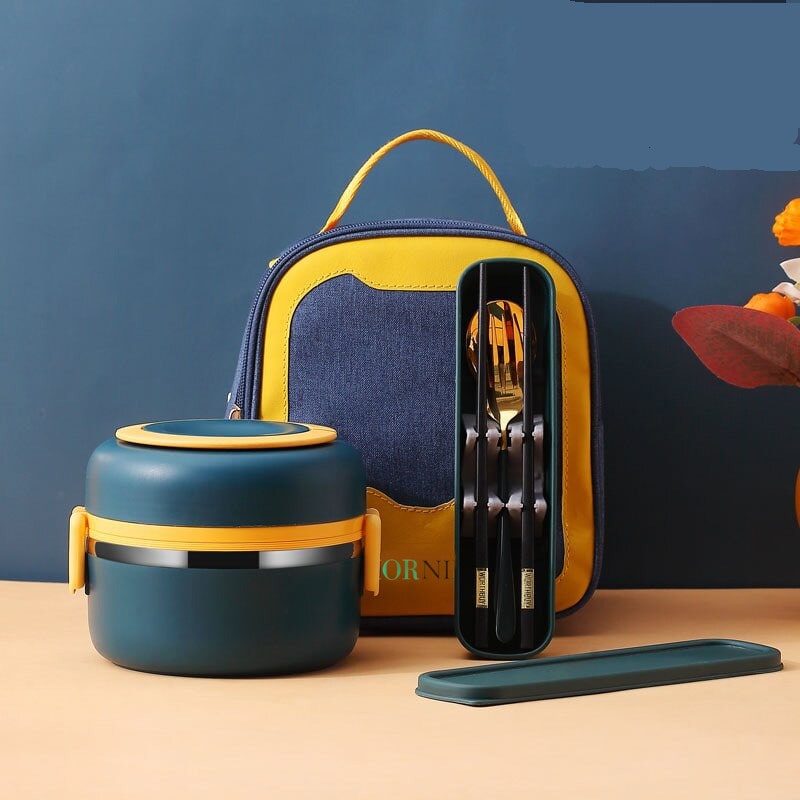 Lunch Box Isotherme Chaud Inox Adulte Bleu 1 Couche Avec
