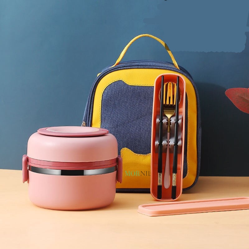 Lunch Box Isotherme Chaud Inox Adulte Rose 1 Couche Avec