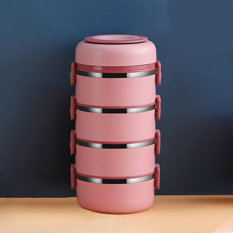 Lunch Box Isotherme Chaud Inox Adulte Rose 4 Couches Sans