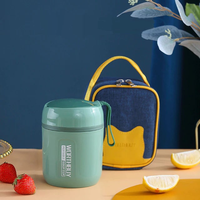 Lunch Box Isotherme Inox pour Déjeuner Vert Sac bleu