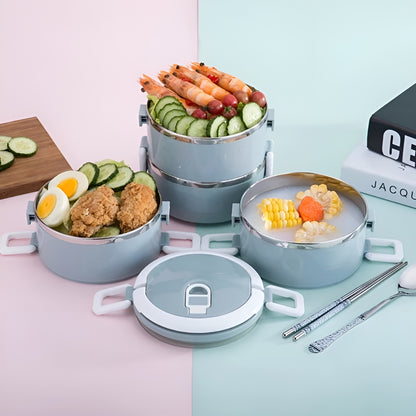 Lunch Box Isotherme Chaud Inox Adulte Bleu Ouverte