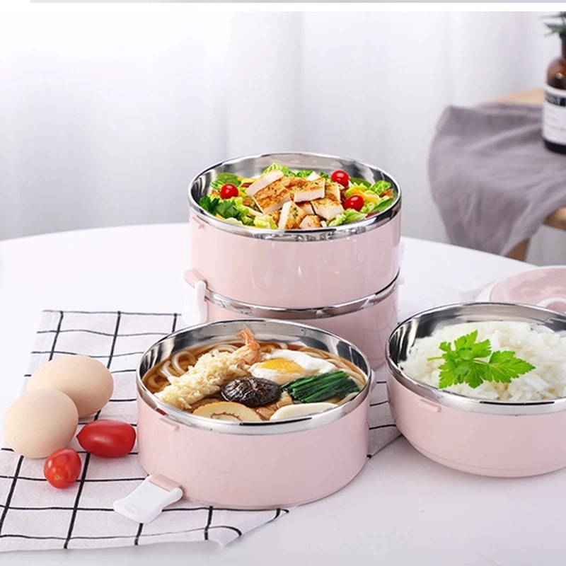 Lunch Box Isotherme Chaud Inox Adulte Rose Ouverte