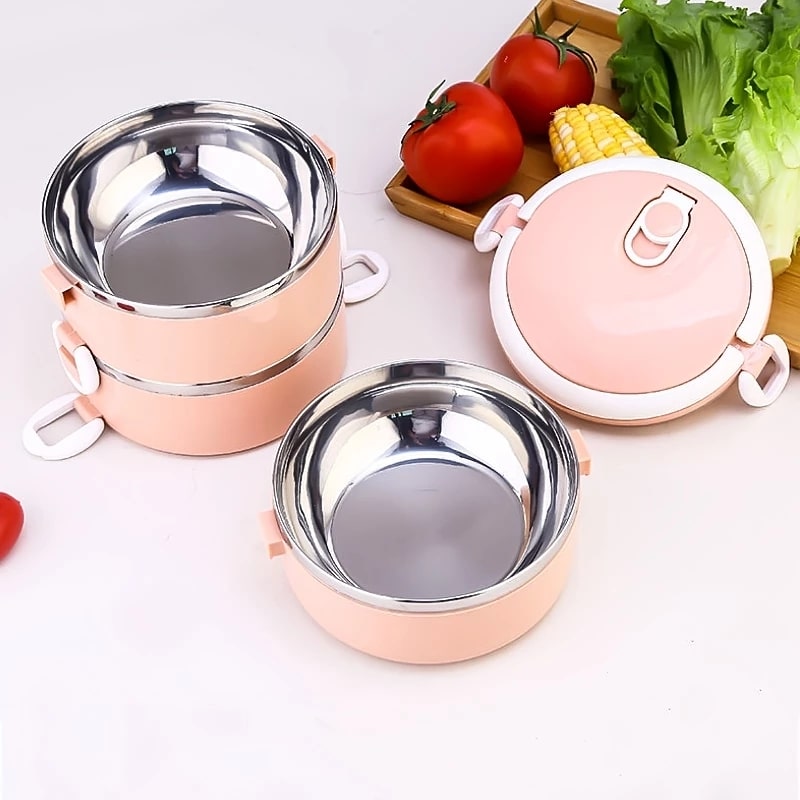 Lunch Box Isotherme Chaud Inox Adulte Rose Ouverte