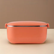 Lunch Box Chauffante Electrique Isotherme Inox Orange fermée vue de face