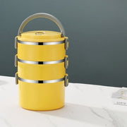 Lunch Box Isotherme en Inox pour Repas Adulte Jaune 3 Couches