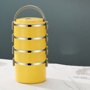 Lunch Box Isotherme en Inox pour Repas Adulte Jaune 4 Couches