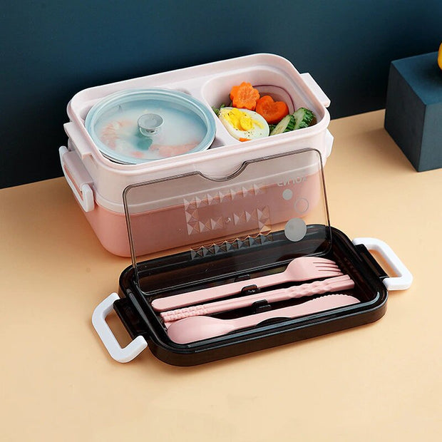 Lunch Box Isotherme Inox avec Lunch Bag Rose Sans