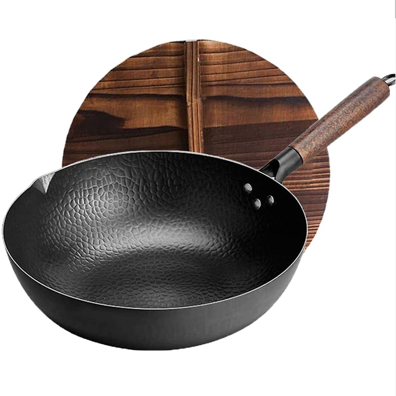 Wok Japonais Ø32 cm Antiadhésif Avec Couvercle