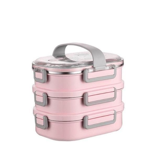 Lunch Box Isotherme Inox Adulte Rose 3 Couches