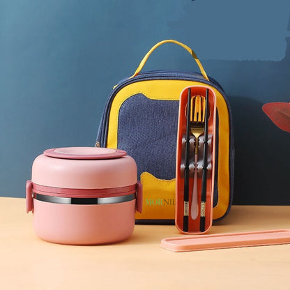 Lunch Box Isotherme Chaud Inox Adulte Rose 1 Couche Avec