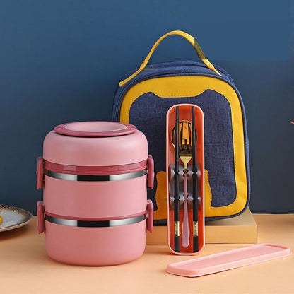 Lunch Box Isotherme Chaud Inox Adulte Rose 2 Couches Avec
